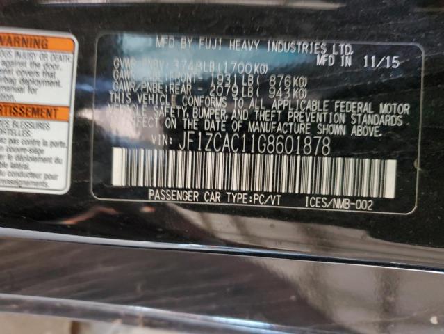 2016 SUBARU BRZ 2.0 LIMITED JF1ZCAC11G8601878