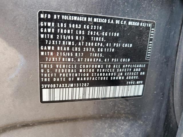 2018 VOLKSWAGEN TIGUAN S - 3VV0B7AXXJM131287