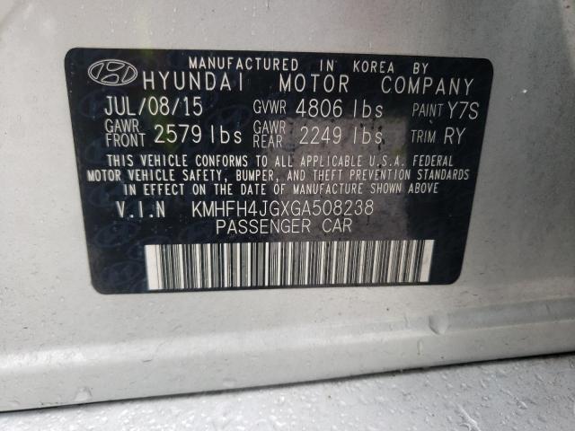 2016 HYUNDAI AZERA LIMI KMHFH4JGXGA508238