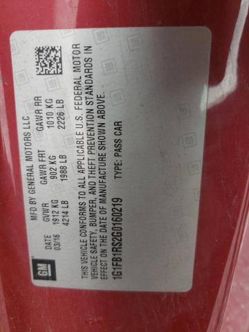 2016 CHEVROLET CAMARO LT 1G1FB1RS2G0160219
