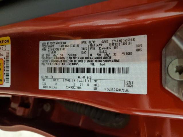 2019 FORD RANGER XL 1FTER4FH1KLB01095