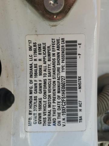 2017 HONDA CIVIC LX 19XFC2F51HE060727