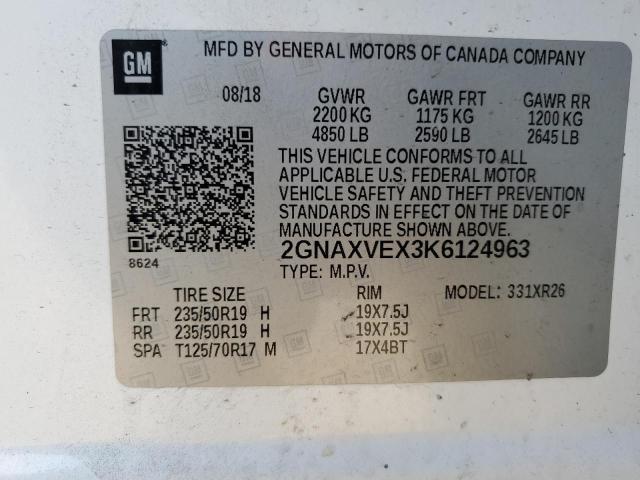 2019 CHEVROLET EQUINOX LT 2GNAXVEX3K6124963