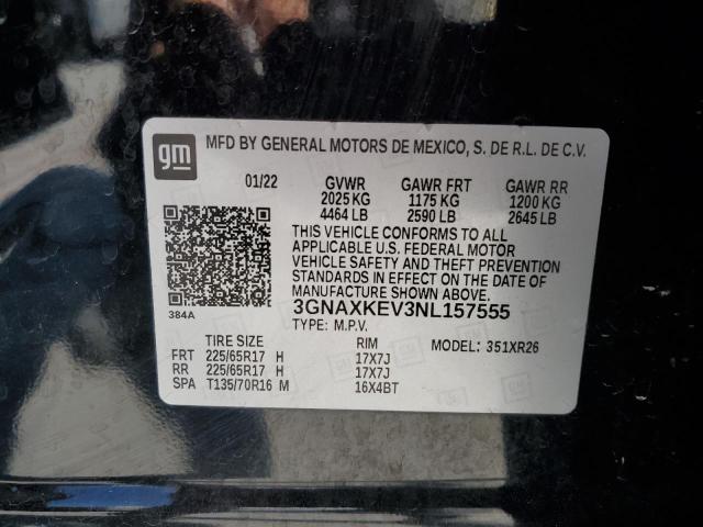 2022 CHEVROLET EQUINOX 3GNAXKEV3NL157555
