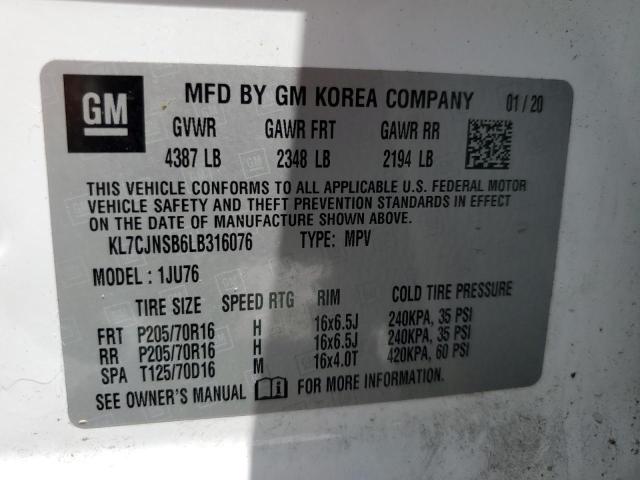 2020 CHEVROLET TRAX LS KL7CJNSB6LB316076