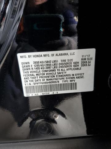 2017 HONDA PILOT ELIT 5FNYF6H05HB095578