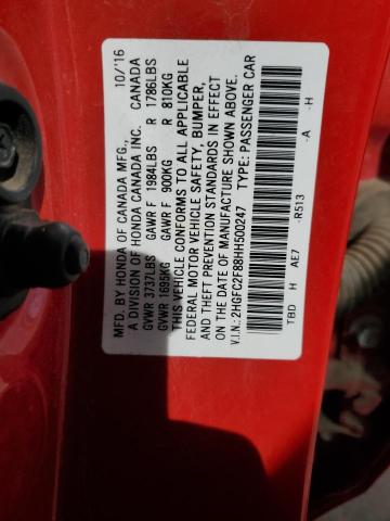 2017 HONDA CIVIC EX 2HGFC2F88HH500247
