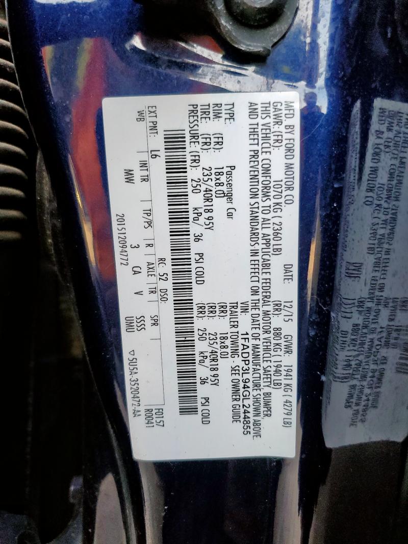 2016 FORD FOCUS ST 1FADP3L94GL244855