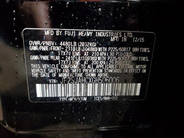 2016 SUBARU FORESTER 2 JF2SJAHCXGH506006