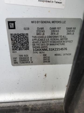2019 GMC ACADIA SLT 1GKKNMLS1KZ214576