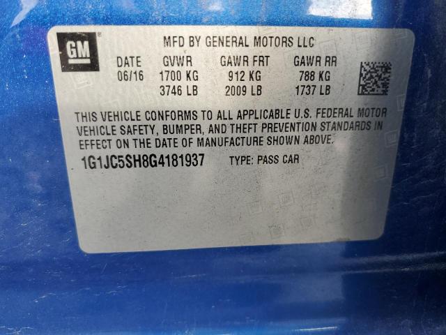 2016 CHEVROLET SONIC LT 1G1JC5SH8G4181937