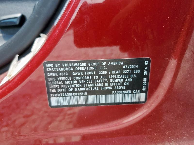 2015 VOLKSWAGEN PASSAT S - 1VWAT7A38FC012219