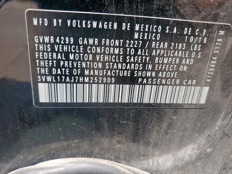 2017 VOLKSWAGEN JETTA SEL 3VWL17AJ7HM252909