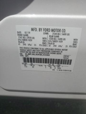 2019 LINCOLN NAUTILUS R 2LMPJ6L93KBL53360