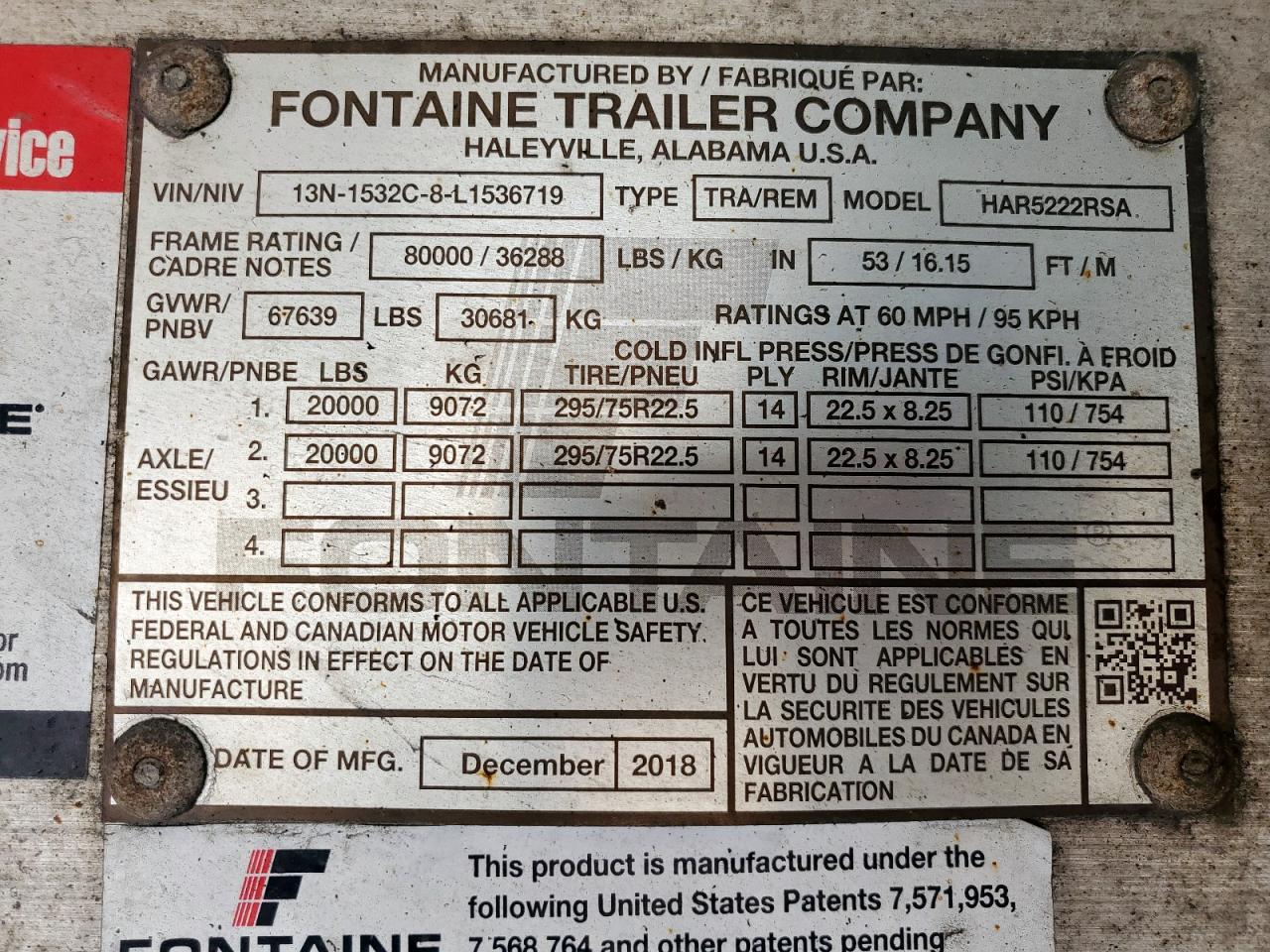 Lot #3284761532 2020 FONTAINE UNKNOWN