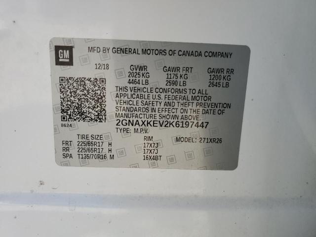 2019 CHEVROLET EQUINOX LT 2GNAXKEV2K6197447