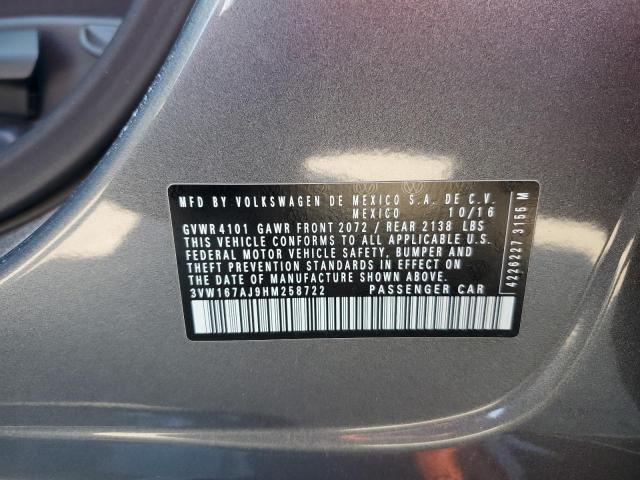 2017 VOLKSWAGEN JETTA S 3VW167AJ9HM258722