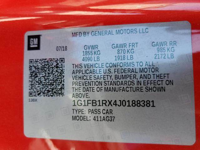 2018 CHEVROLET CAMARO LT 1G1FB1RX4J0188381