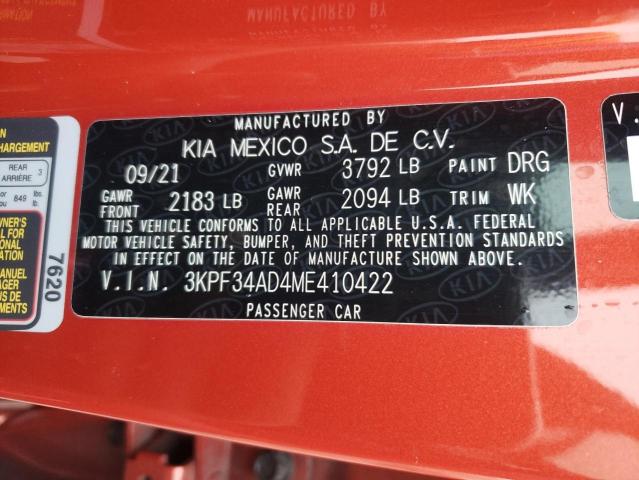 2021 KIA FORTE GT LINE 3KPF34AD4ME410422