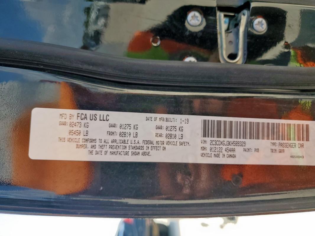 2019 DODGE CHARGER SCAT PACK 2C3CDXGJ3KH589329