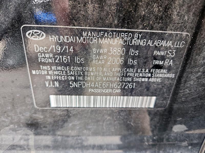 2015 HYUNDAI ELANTRA 5NPDH4AE6FH627261