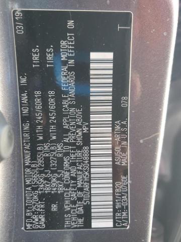 2019 TOYOTA HIGHLANDER 5TDZARFH5KS048888
