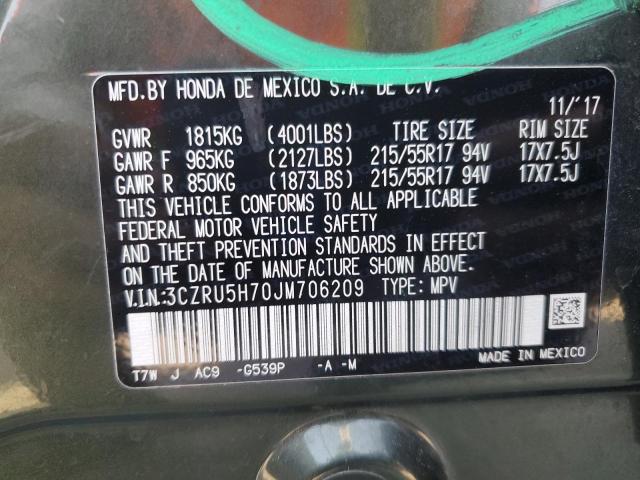 2018 HONDA HR-V EXL 3CZRU5H70JM706209