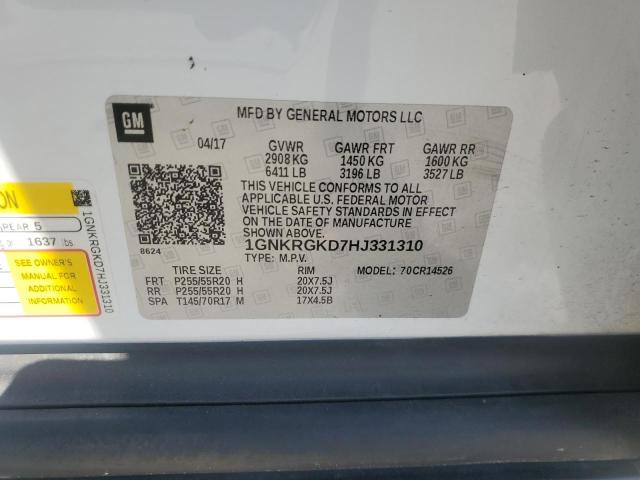 2017 CHEVROLET TRAVERSE L - 1GNKRGKD7HJ331310