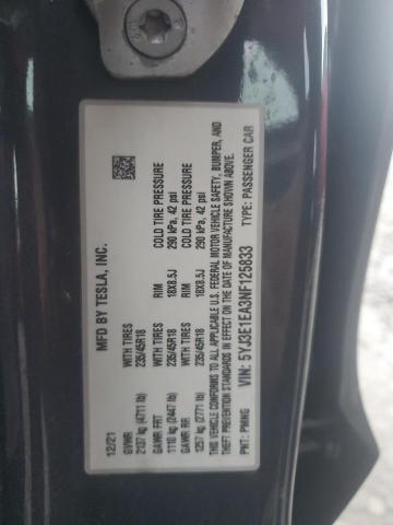 2022 TESLA MODEL 3 5YJ3E1EA3NF125833