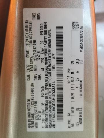 2017 FORD ESCAPE SE - 1FMCU9GD3HUD33324
