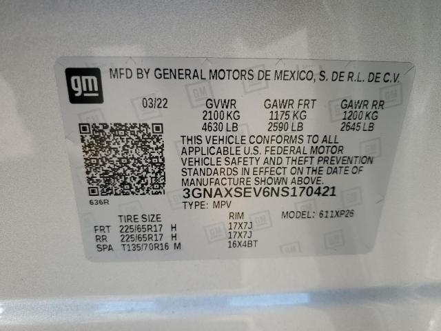 2022 CHEVROLET EQUINOX LS 3GNAXSEV6NS170421