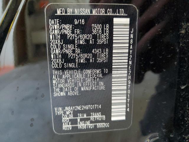 2017 NISSAN ARMADA PLATINUM JN8AY2NE2H9701714