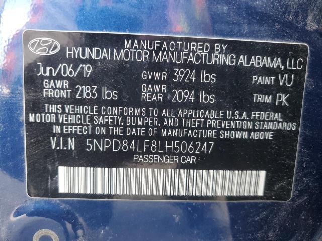 2020 HYUNDAI ELANTRA SEL 5NPD84LF8LH506247