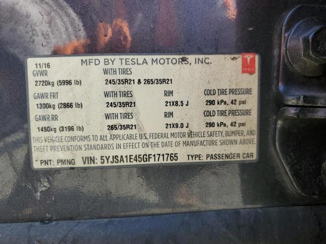 2016 TESLA MODEL S 5YJSA1E45GF171765