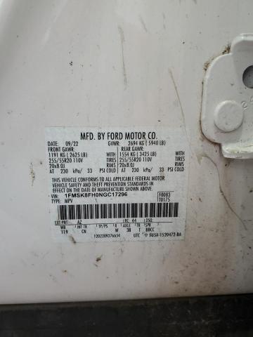 2022 FORD EXPLORER L - 1FMSK8FH0NGC17296