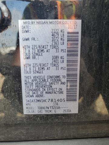 2017 NISSAN ROGUE SV 5N1AT2MV1HC781405