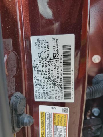 2021 HONDA PILOT EXL 5FNYF6H53MB098534