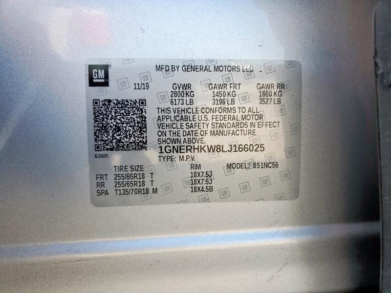 2020 CHEVROLET TRAVERSE LT 1GNERHKW8LJ166025