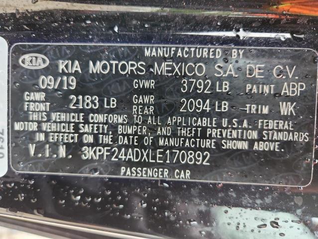 2020 KIA FORTE FE 3KPF24ADXLE170892