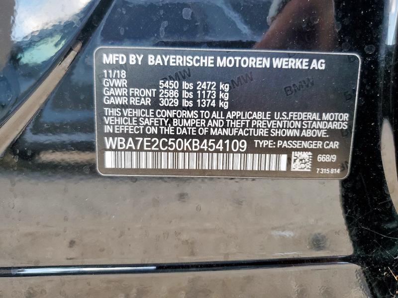 2019 BMW 740 I WBA7E2C50KB454109