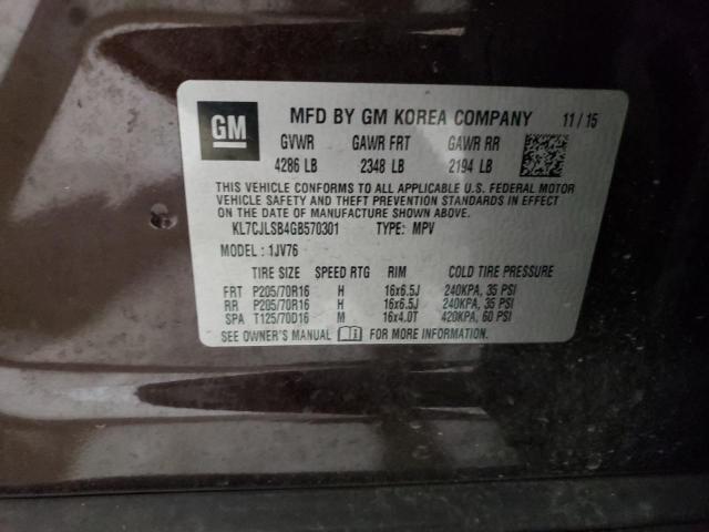 2016 CHEVROLET TRAX 1LT KL7CJLSB4GB570301