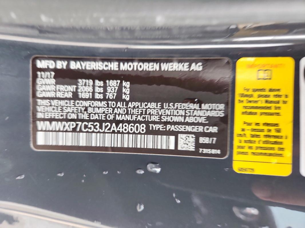2018 MINI COOPER S WMWXP7C53J2A48608