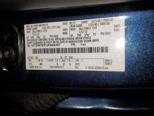 2018 FORD F150 SUPERCREW 1FTEW1E51JFA64397