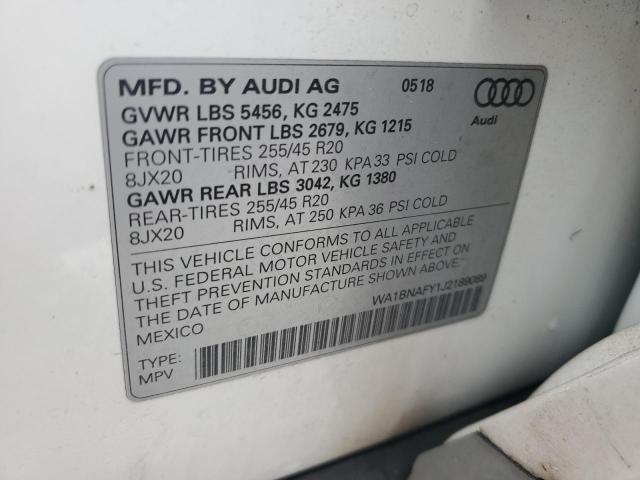 2018 AUDI Q5 PREMIUM WA1BNAFY1J2189089