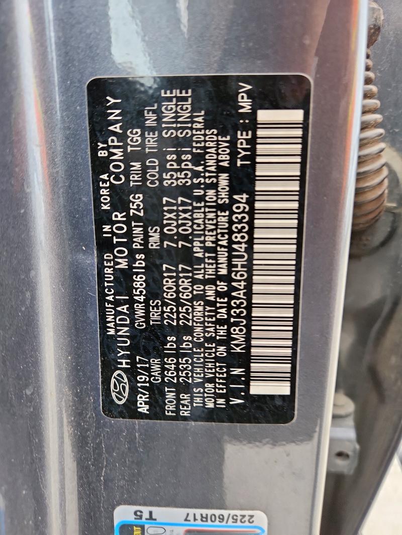 2017 HYUNDAI TUCSON LIMITED KM8J33A46HU483394