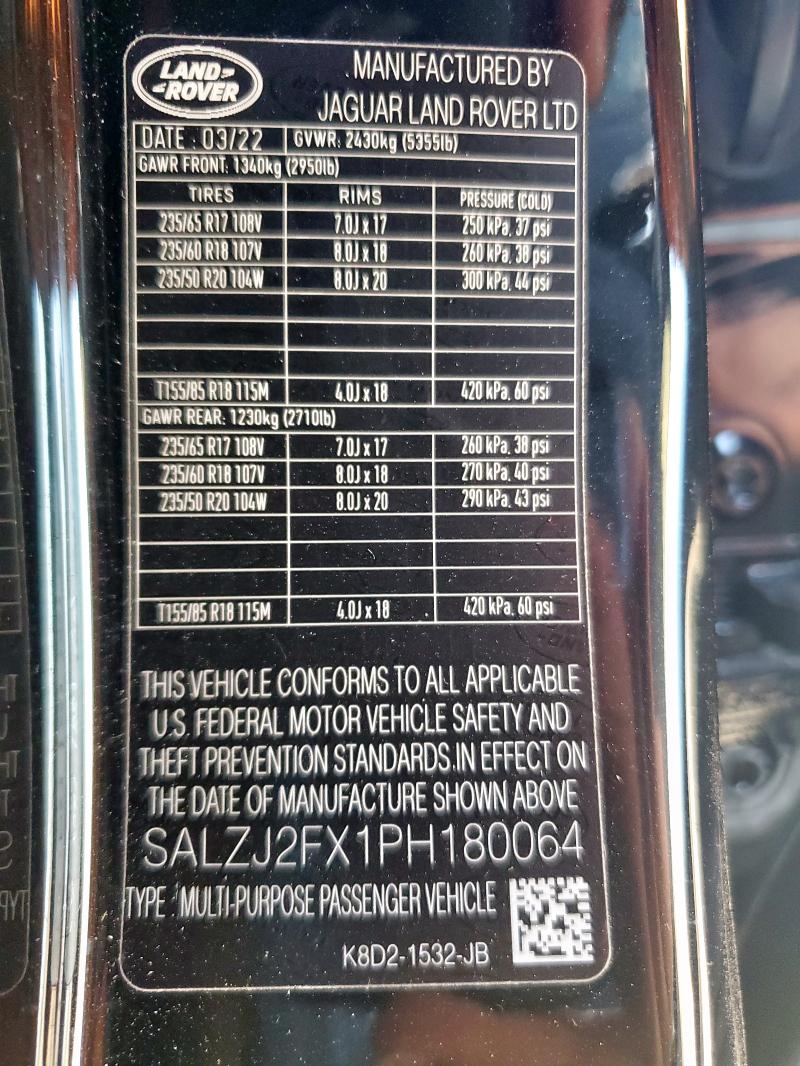 2023 LAND ROVER RANGE ROVER EVOQUE S SALZJ2FX1PH180064