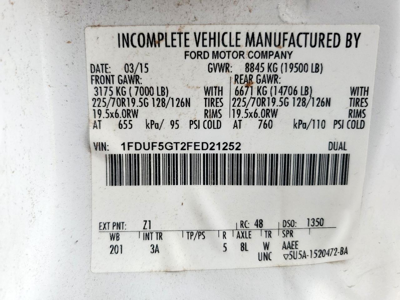 Lot #3245590441 2015 FORD F550 SUPER