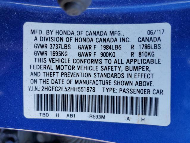 2017 HONDA CIVIC LX 2HGFC2E52HH551878