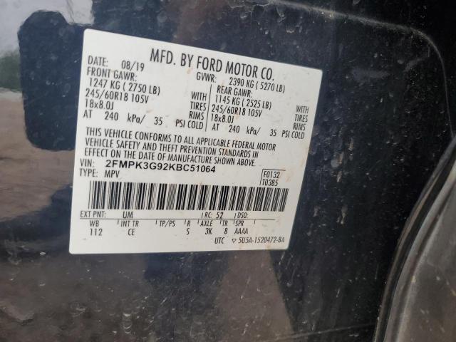 2019 FORD EDGE SE 2FMPK3G92KBC51064
