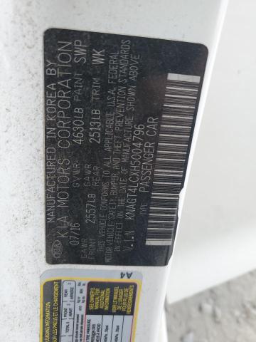 2017 KIA OPTIMA HYB KNAGT4LCXH5004796